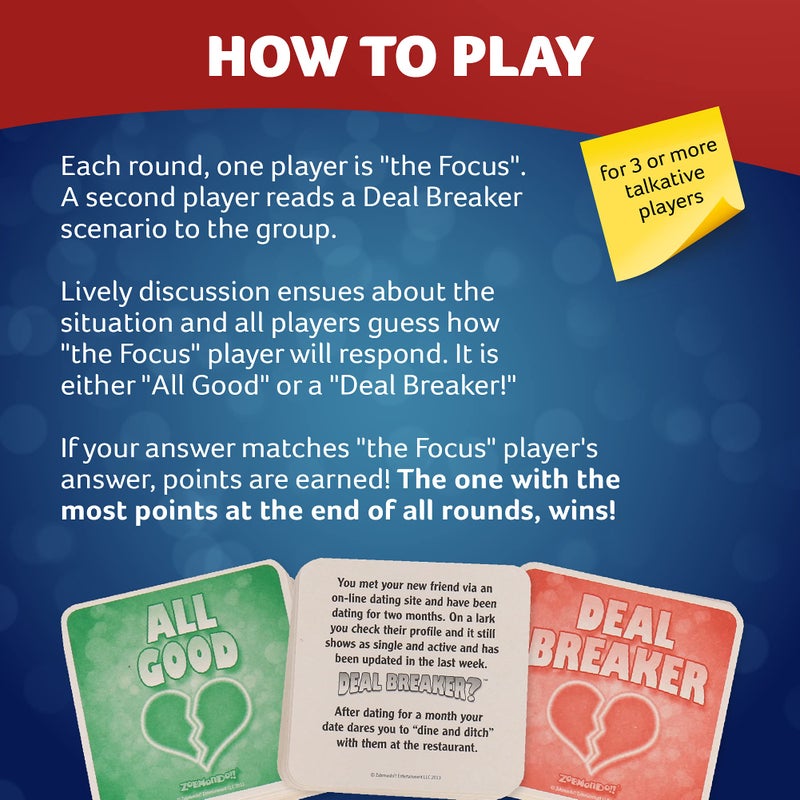 Zobmondo!! Deal Breaker Adult Party Dating Card Game, Adult Games for Game Night and Date Night - Image 5